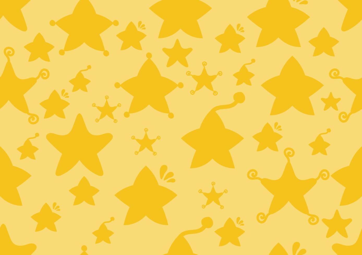 Yellow star doodle art seamless pattern on a light yellow background. For cards, frames, posters, book covers, textiles, wallpaper, wrapping and fabric. vector