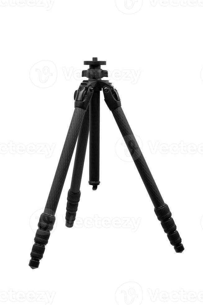Modern carbon tripod. Lightweight portable stand for photo or camera. Tripod for spyglasses and telescopes. Isolate on a white back.