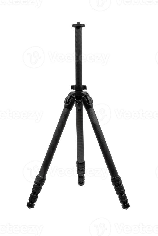 Modern carbon tripod. Lightweight portable stand for photo or camera. Tripod for spyglasses and telescopes. Isolate on a white back.