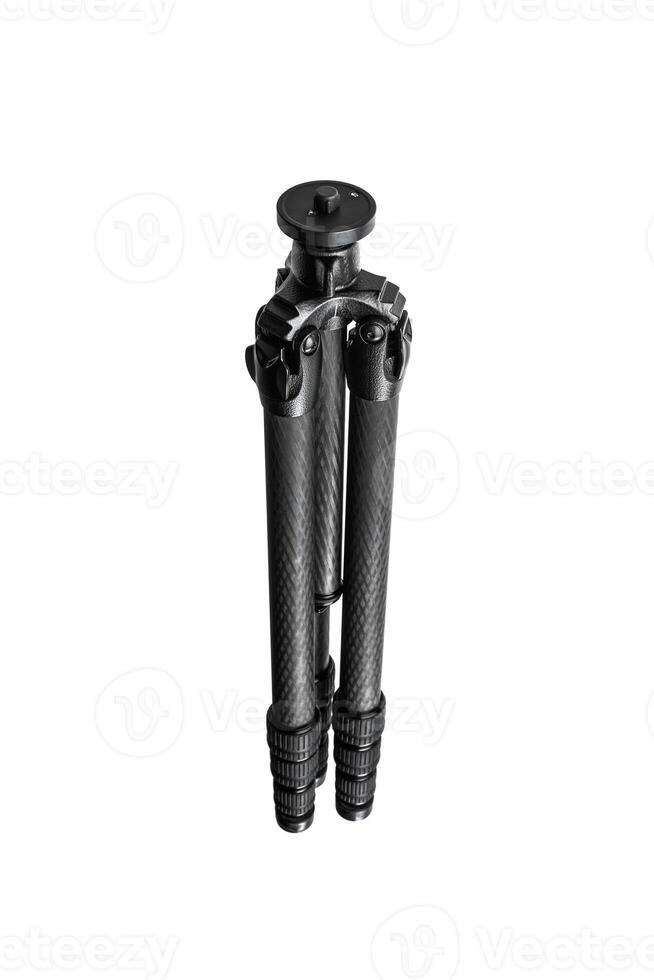 Modern carbon tripod. Lightweight portable stand for photo or camera. Tripod for spyglasses and telescopes. Isolate on a white back.
