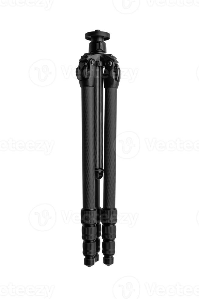 Modern carbon tripod. Lightweight portable stand for photo or camera. Tripod for spyglasses and telescopes. Isolate on a white back.