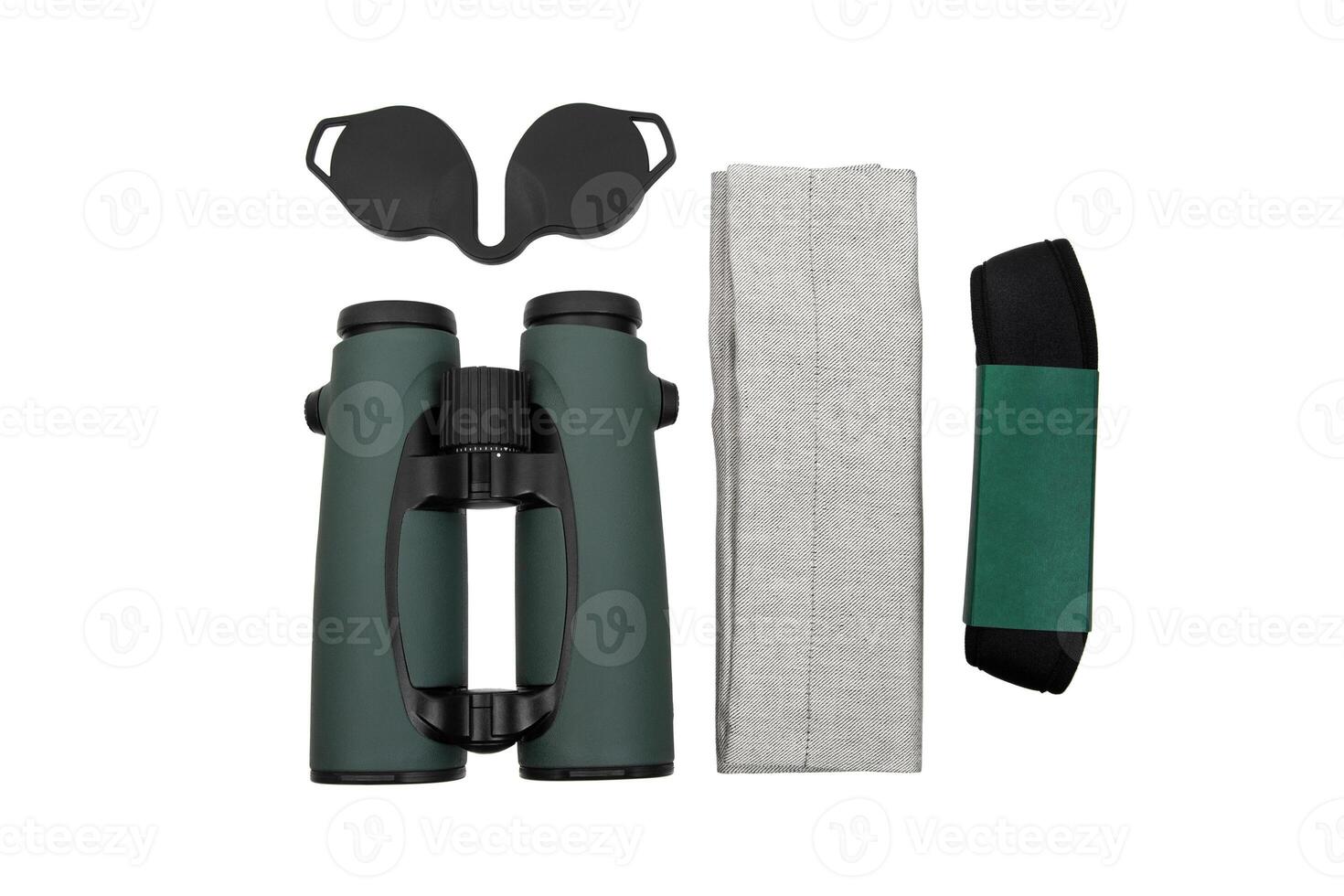 Modern binoculars. An optical instrument for observation at long distances. Isolate on a white back. photo
