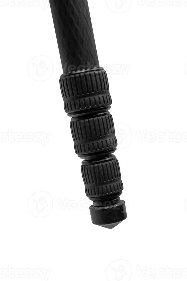 Modern carbon tripod. Lightweight portable stand for photo or camera. Tripod for spyglasses and telescopes. Isolate on a white back.