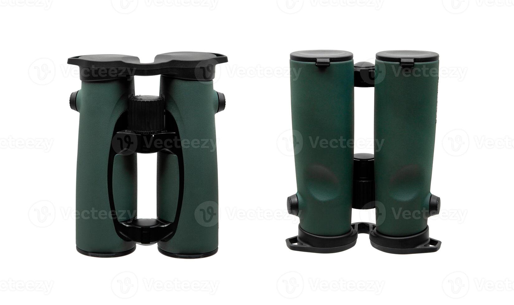 Modern binoculars. An optical instrument for observation at long distances. Isolate on a white back. photo