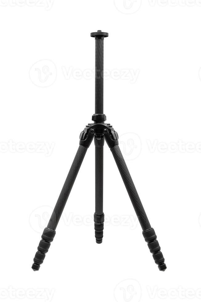 Modern carbon tripod. Lightweight portable stand for photo or camera. Tripod for spyglasses and telescopes. Isolate on a white back.