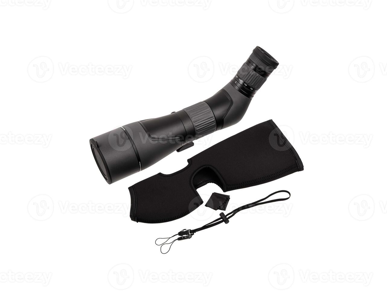 Modern spyglass. Long-range observation device. Monocular isolate on a white back photo