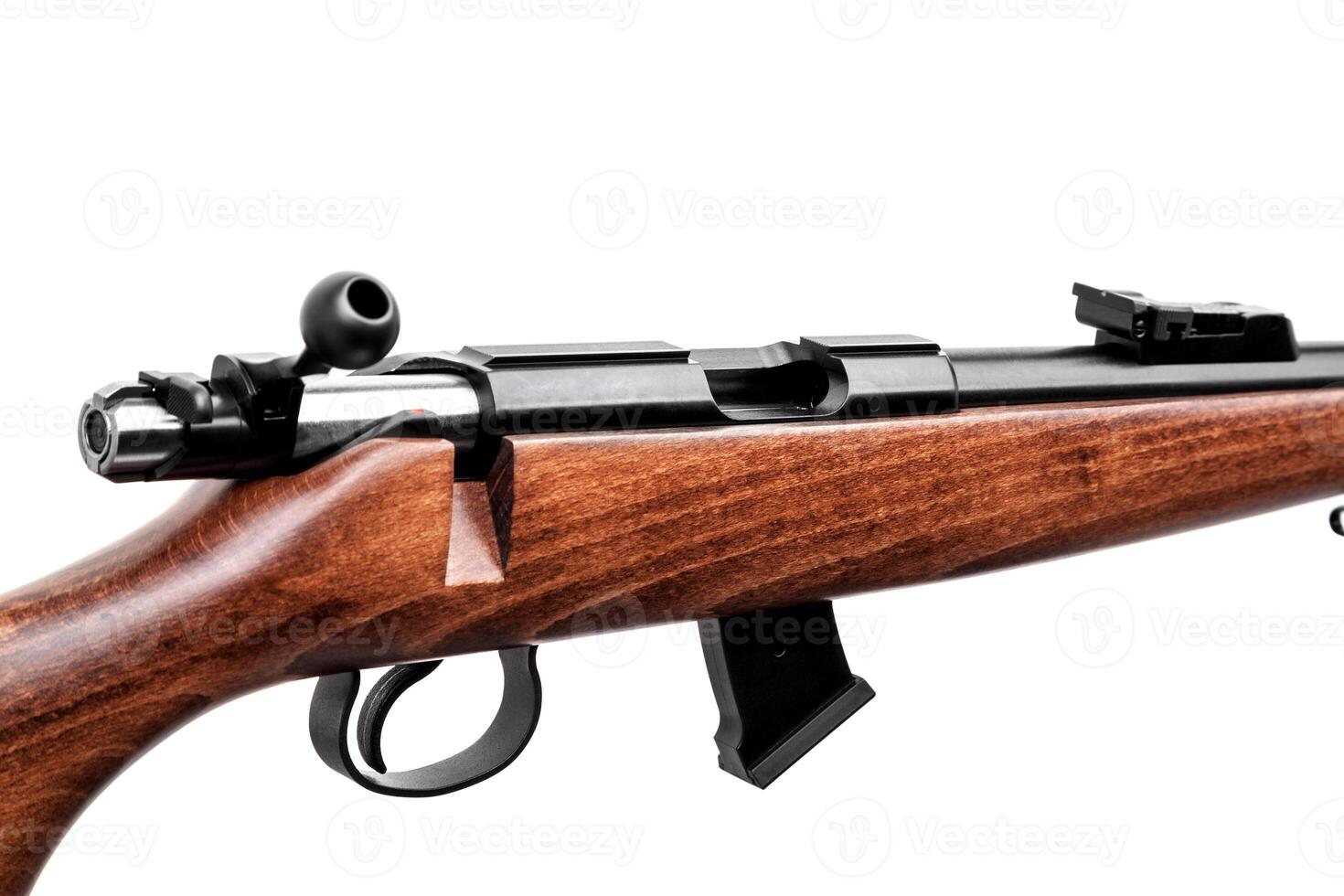 wooden hunting rifle isolated on white photo