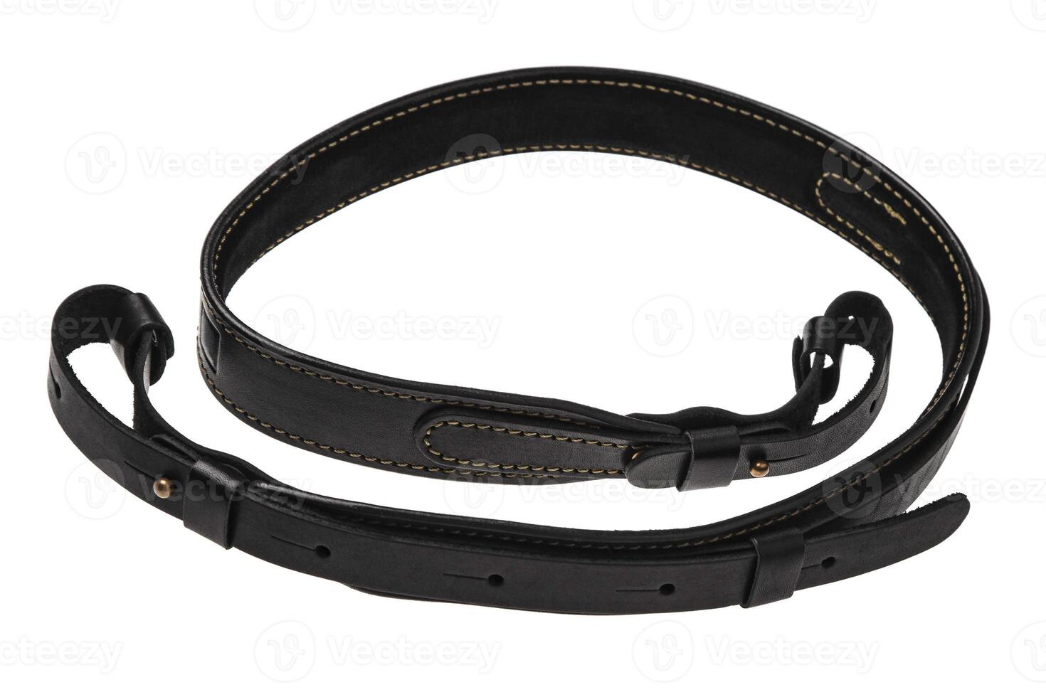 leather shoulder strap for a gun isolated on white background photo