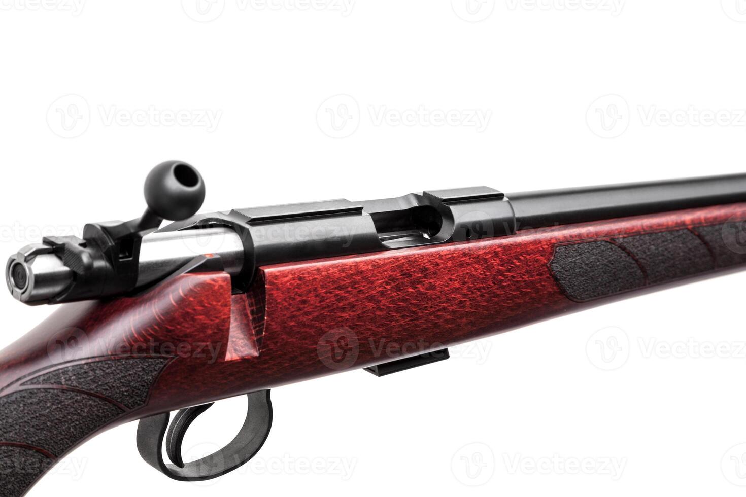 wooden hunting rifle isolated on white photo