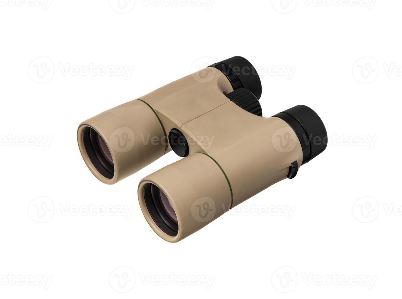 Modern binoculars isolate on white back. Surveillance device. Device for viewing at a distance. photo
