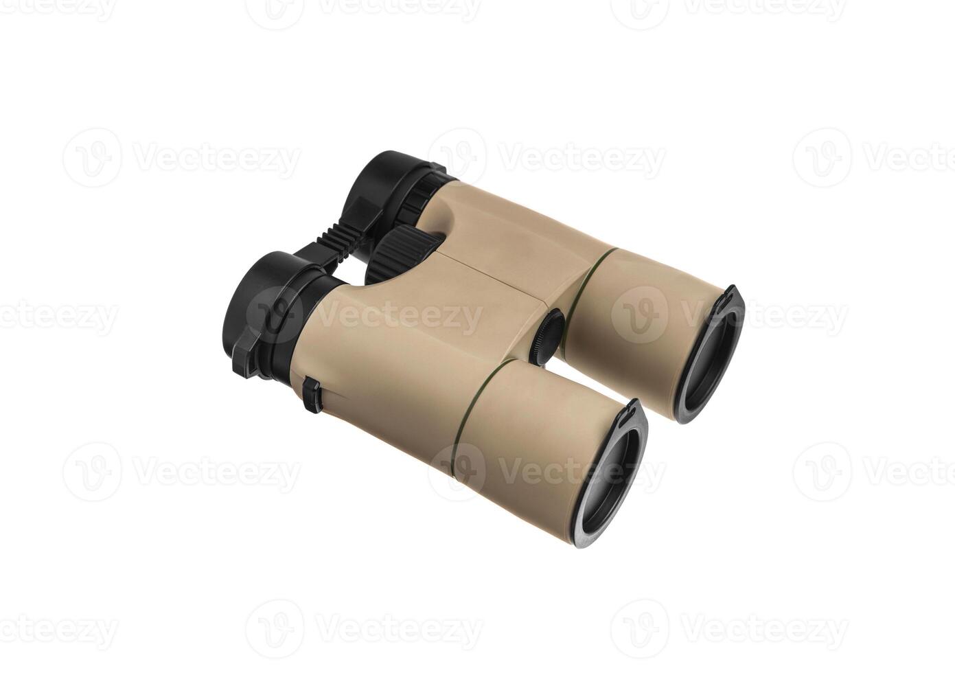 Modern binoculars isolate on white back. Surveillance device. Device for viewing at a distance. photo