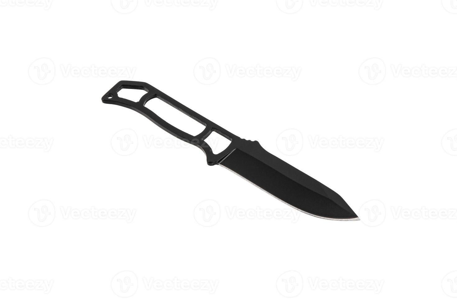 Throwing knife black. Weapon of a ninja or assassin. Isolate on a white back. photo