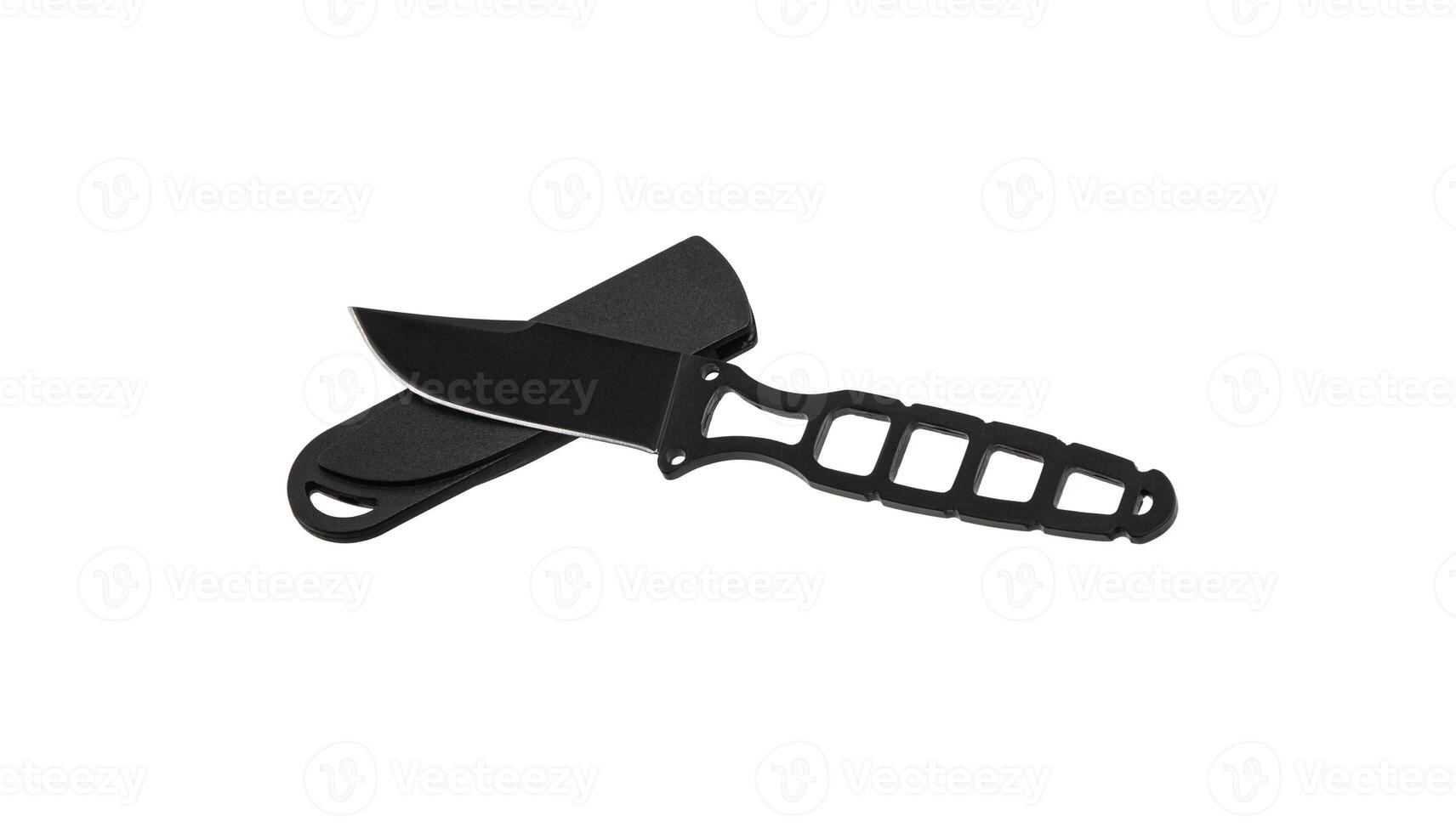 Throwing knife black. Weapon of a ninja or assassin. Isolate on a white back. photo