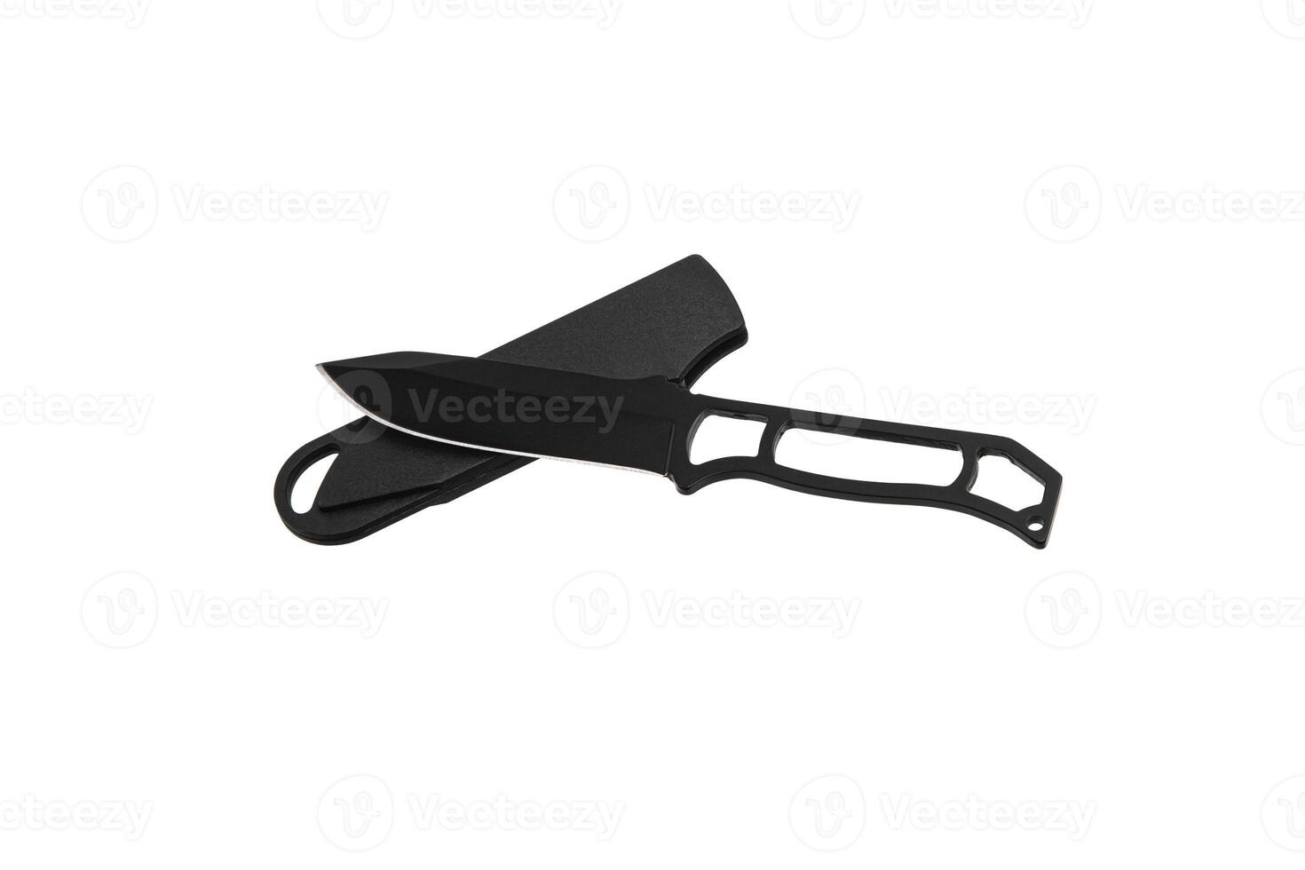 Throwing knife black. Weapon of a ninja or assassin. Isolate on a white back. photo