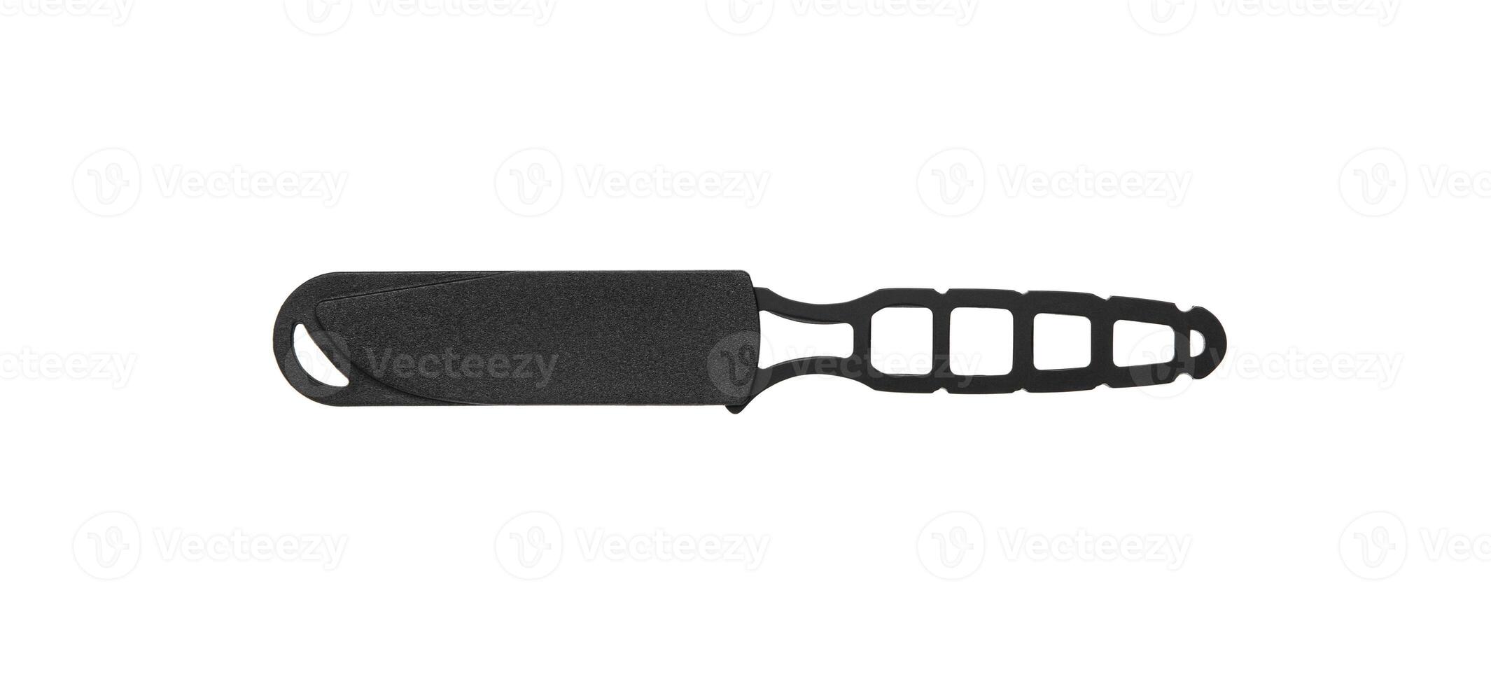 Throwing knife black. Weapon of a ninja or assassin. Isolate on a white back. photo