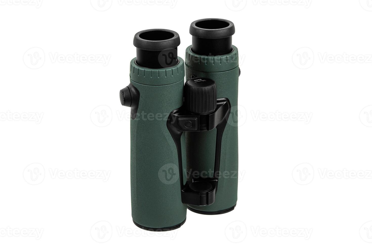 Modern binoculars isolate on white back. Surveillance device. Device for viewing at a distance. photo