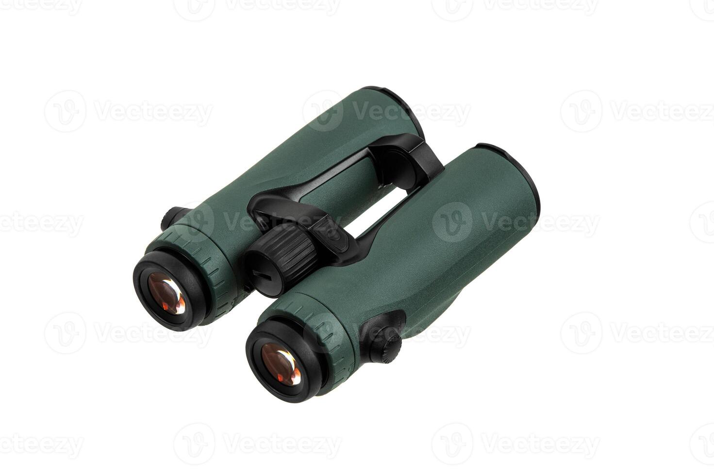 Modern binoculars. An optical instrument for observation at long distances. Isolate on a white back. photo