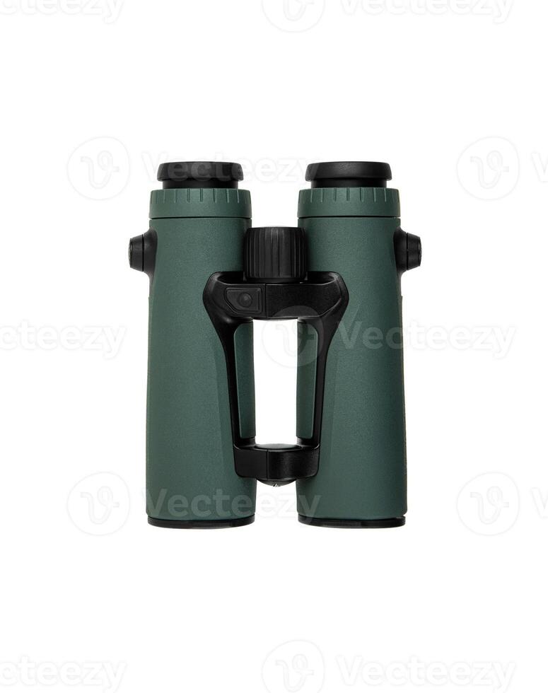 Modern binoculars isolate on white back. Surveillance device. Device for viewing at a distance. photo