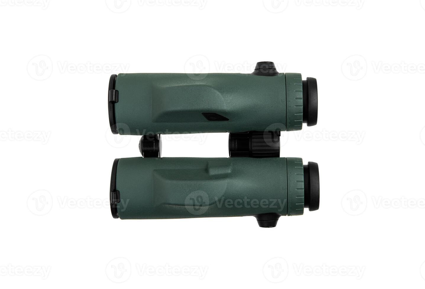 Modern binoculars isolate on white back. Surveillance device. Device for viewing at a distance. photo