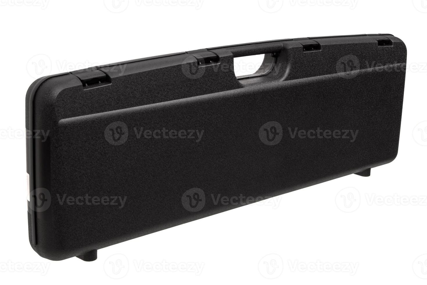 black plastic case for gun isolated on white back photo
