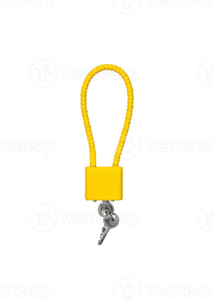 Special lock for weapons, blocking the possibility of a shot. Gun lock isolate on white back photo