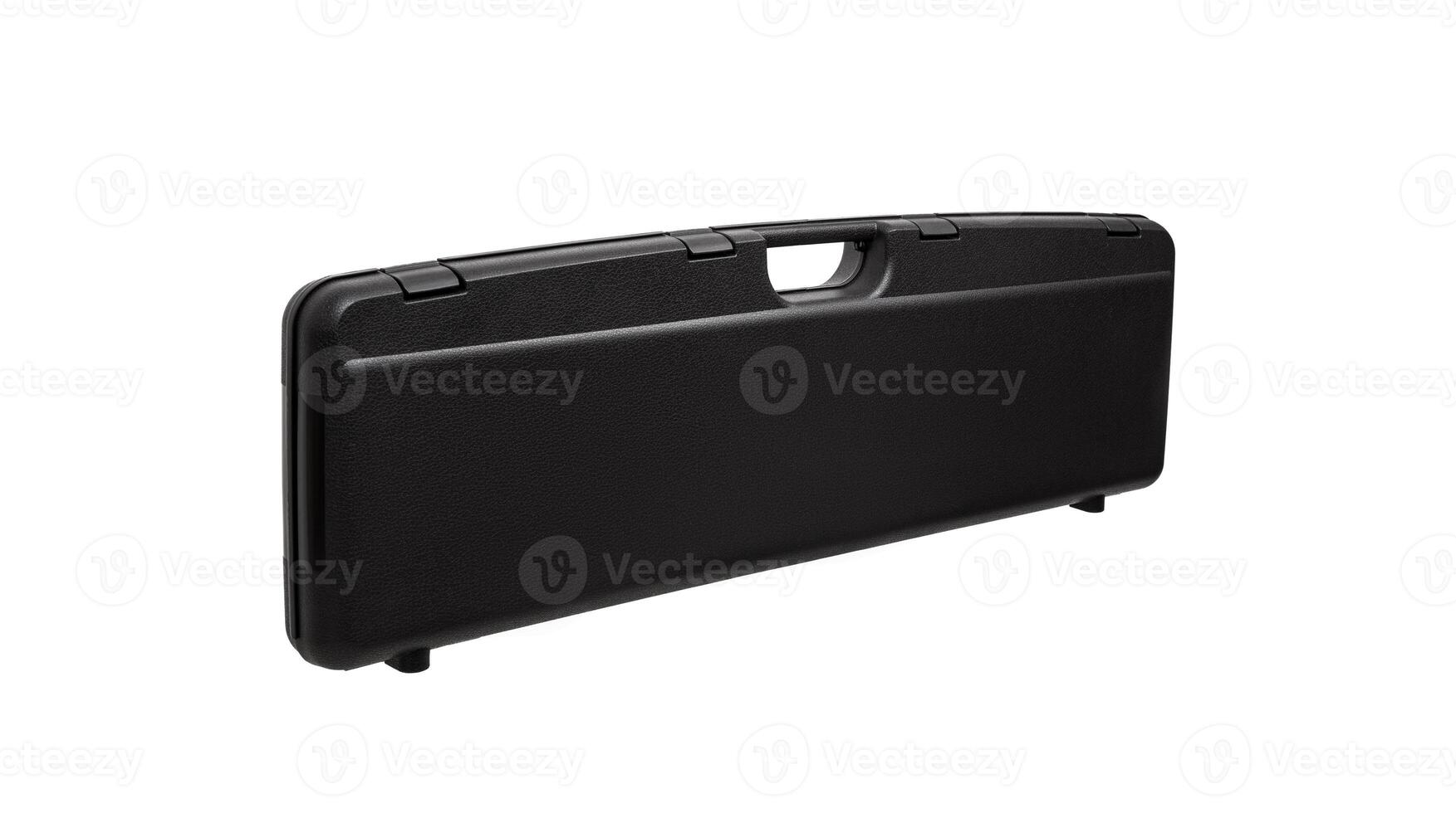 black plastic case for gun isolated on white back photo