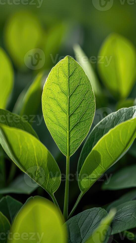 Close Up of a Green Leaf on a Plant photo