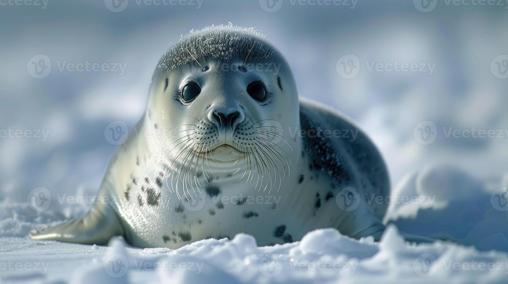 Grey Seal Resting in Snow photo