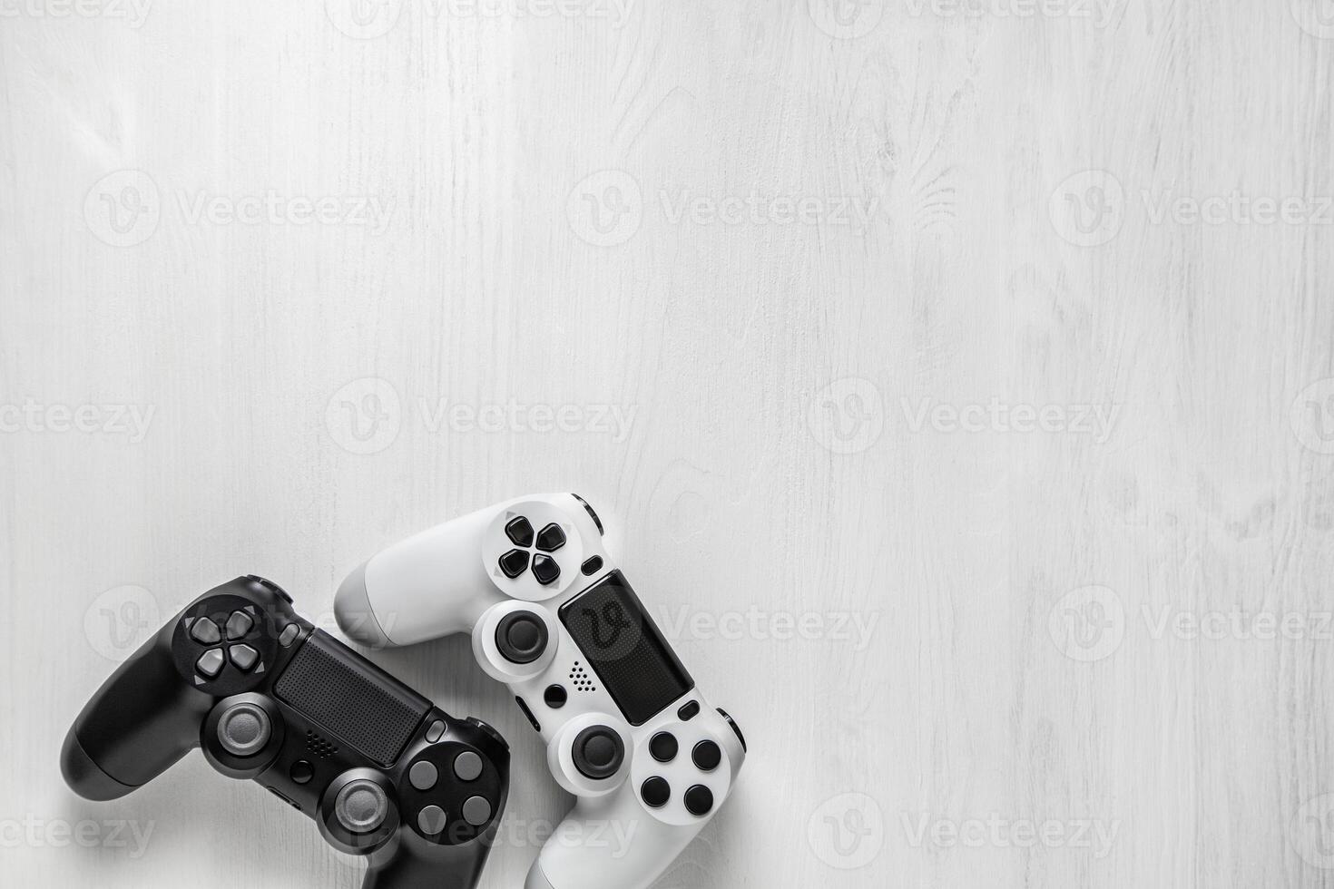 black and white modern gamepad on background photo