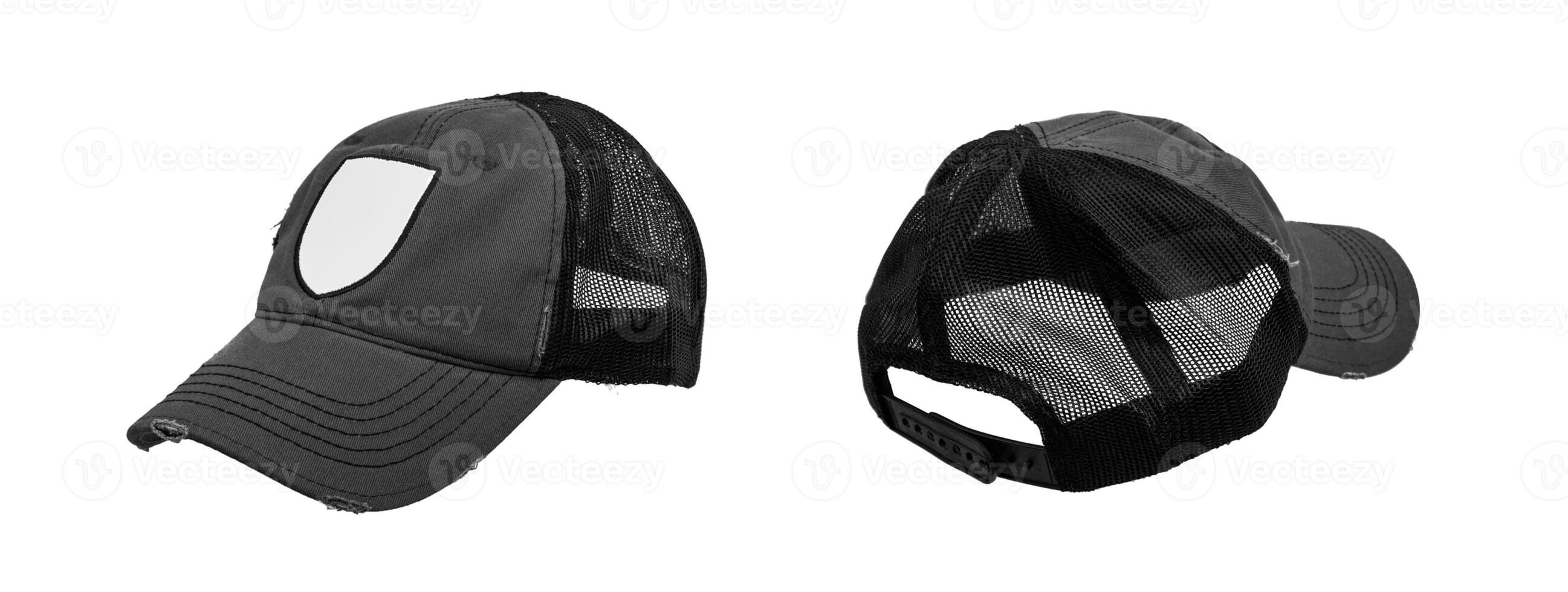 Baseball cap from different sides. Mockup for design creation. Isolate on white back. photo