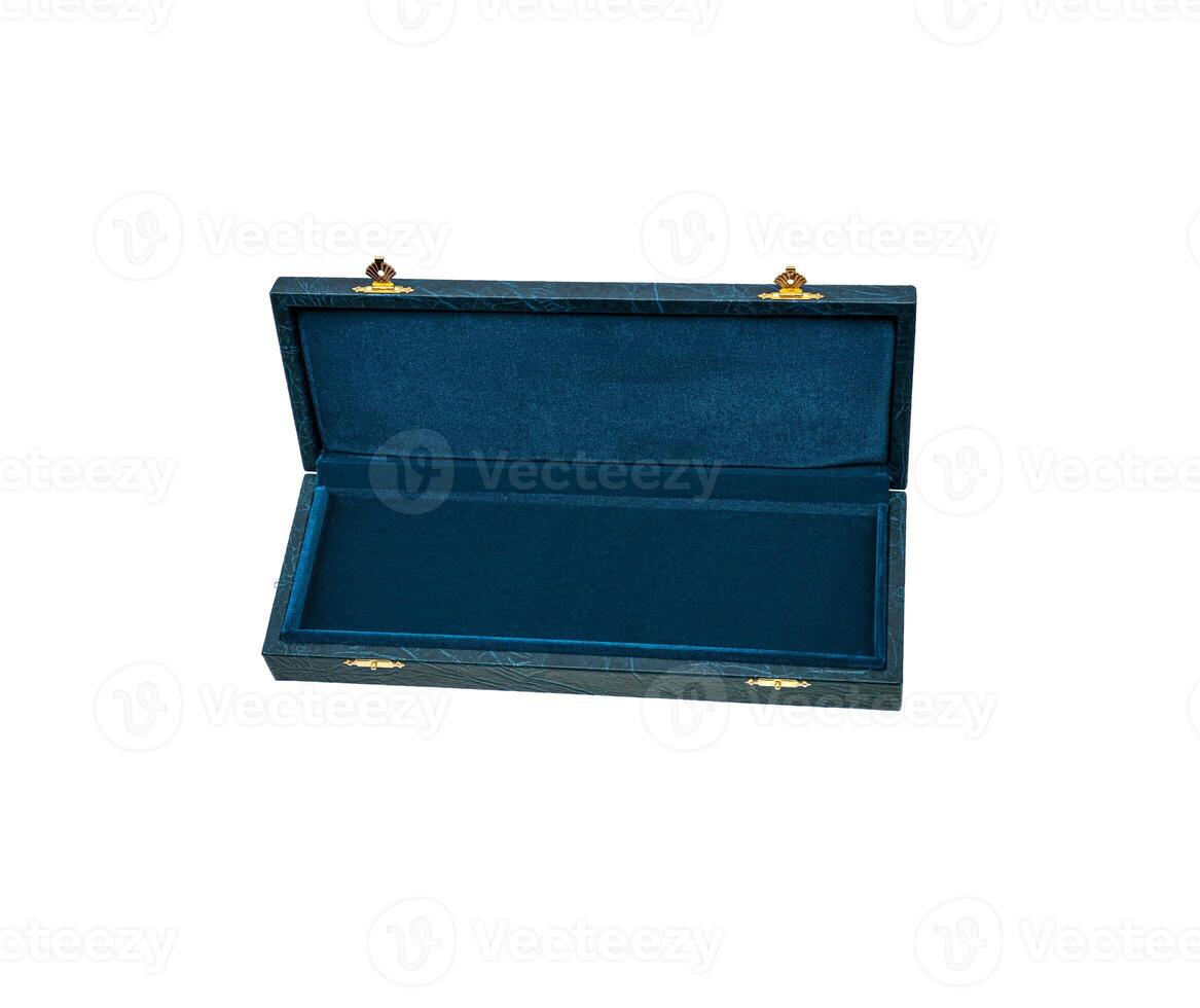 Red case with gilded locks. Box for an expensive gift. Luxury packaging isolate on a white background. photo