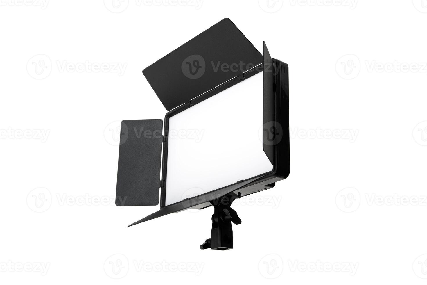 Photo and lamp isolate on white back. LED lamp with special shutters for the formation of light flux. Photo and lighting fixture.