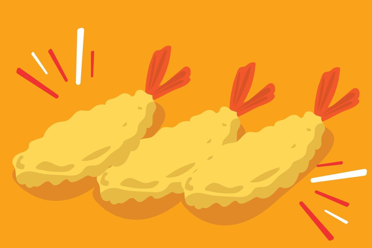 Crispy fried shrimp illustration vector