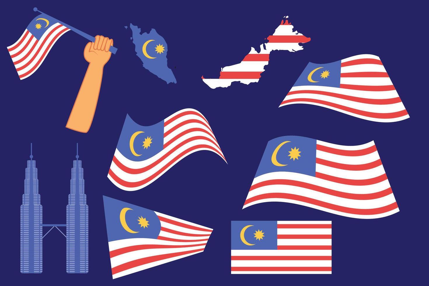 hand holding Malaysian flag celebrating independence on 31 august vector
