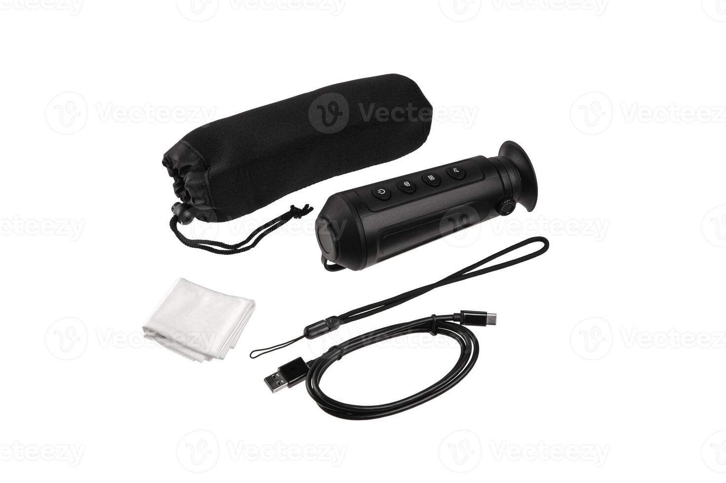 Modern monocular thermal imager isolate on a white background. A device for fixing thermal radiation. photo