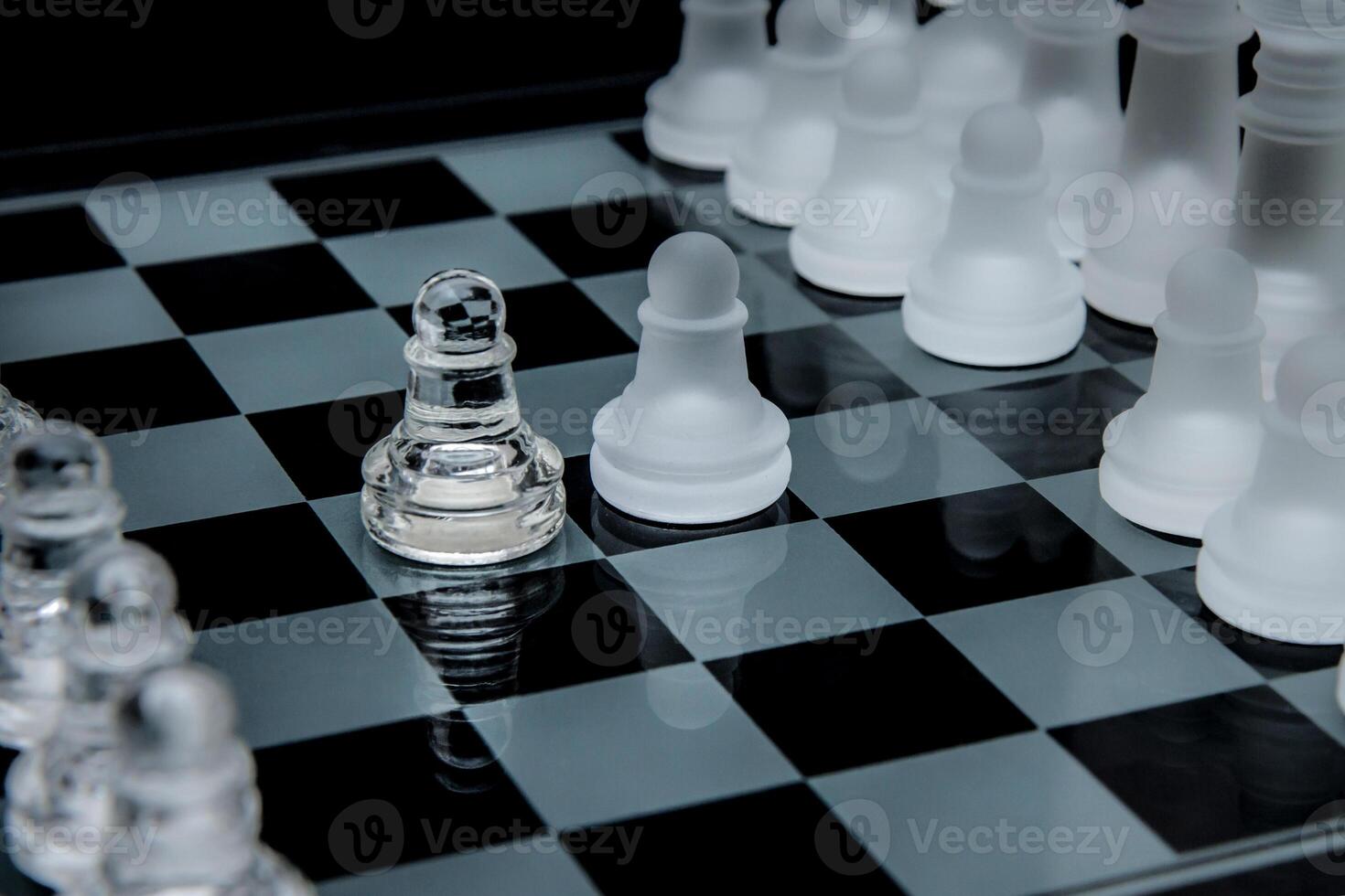 glass chess. first steps. a one-on-one photo