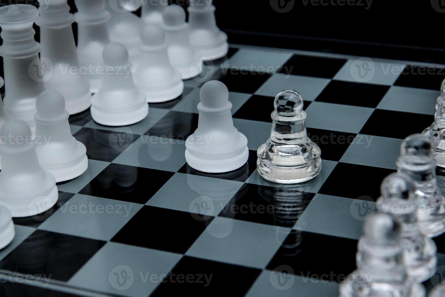 glass chess. first steps. a one-on-one photo