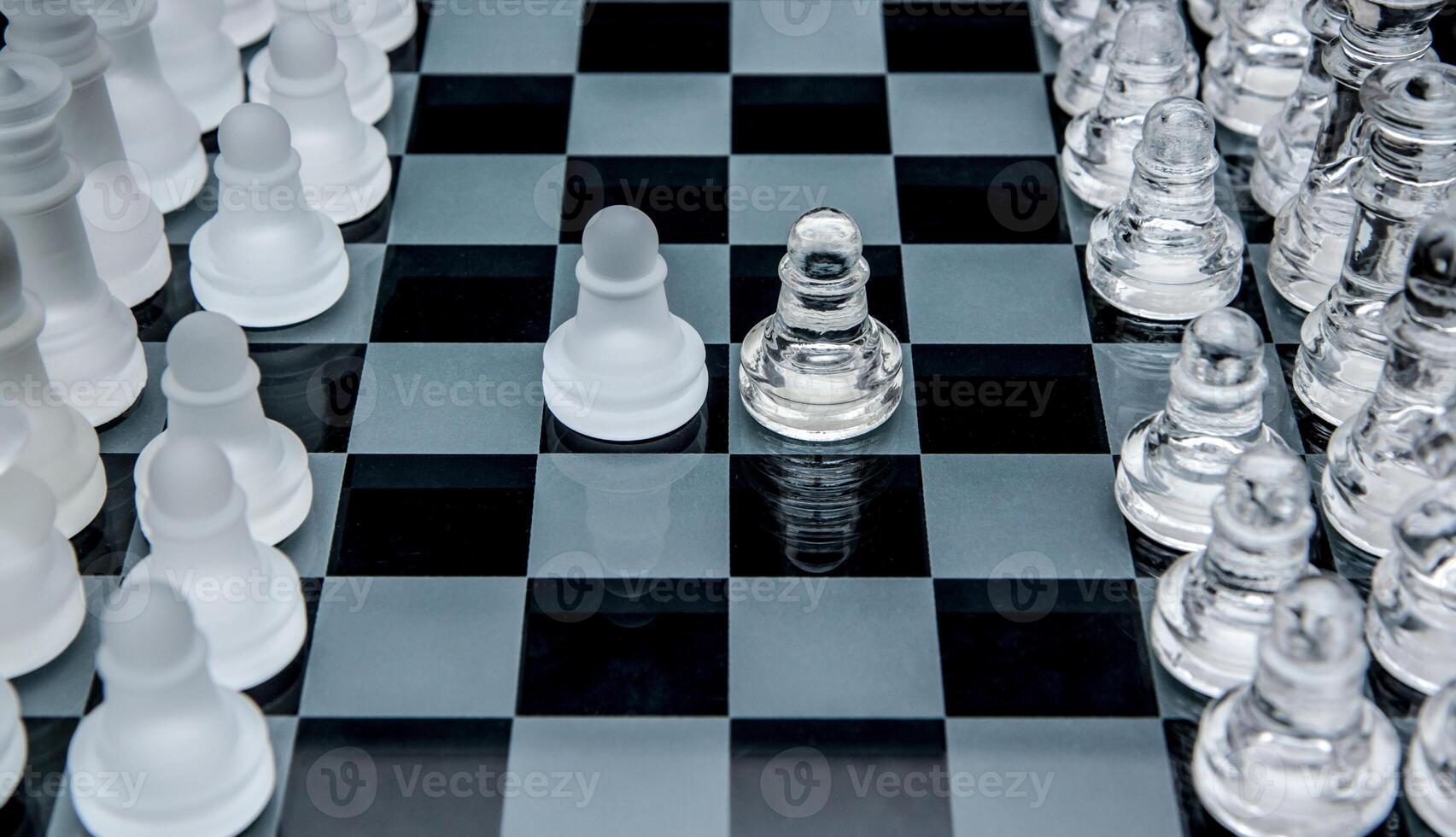 glass chess. first steps. a one-on-one photo