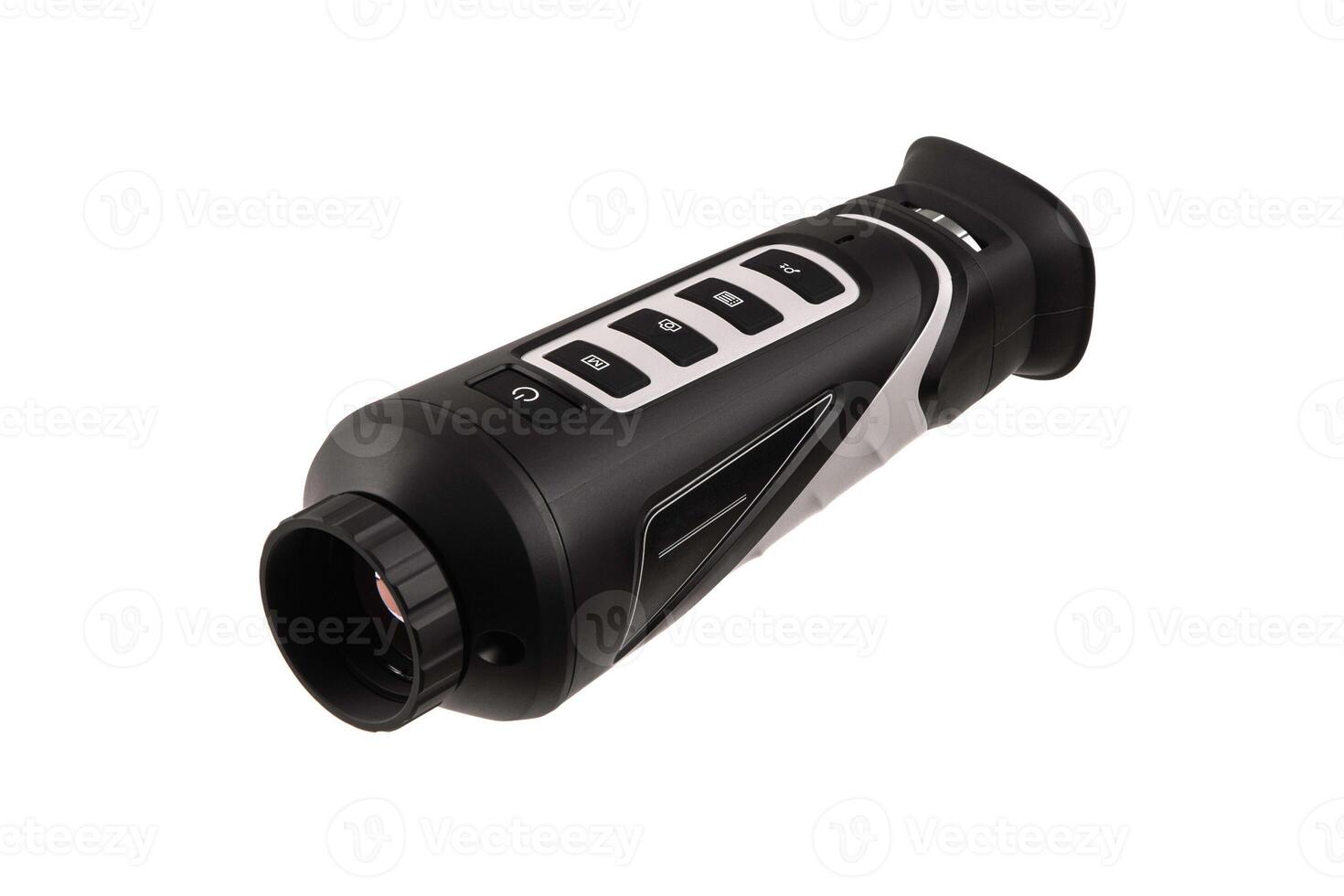 Modern monocular thermal imager isolate on a white background. A device for fixing thermal radiation. photo