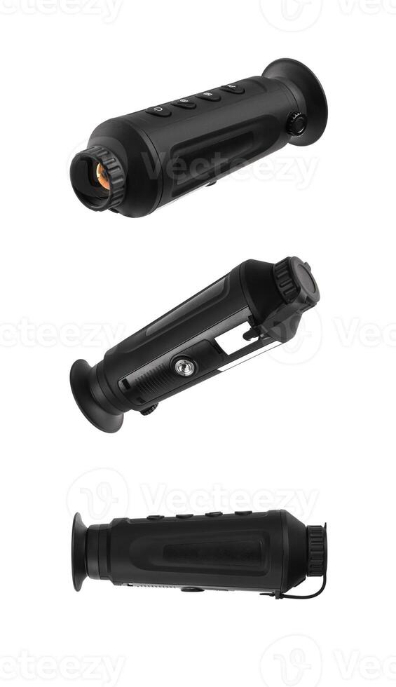 Modern monocular thermal imager isolate on a white background. A device for fixing thermal radiation. photo
