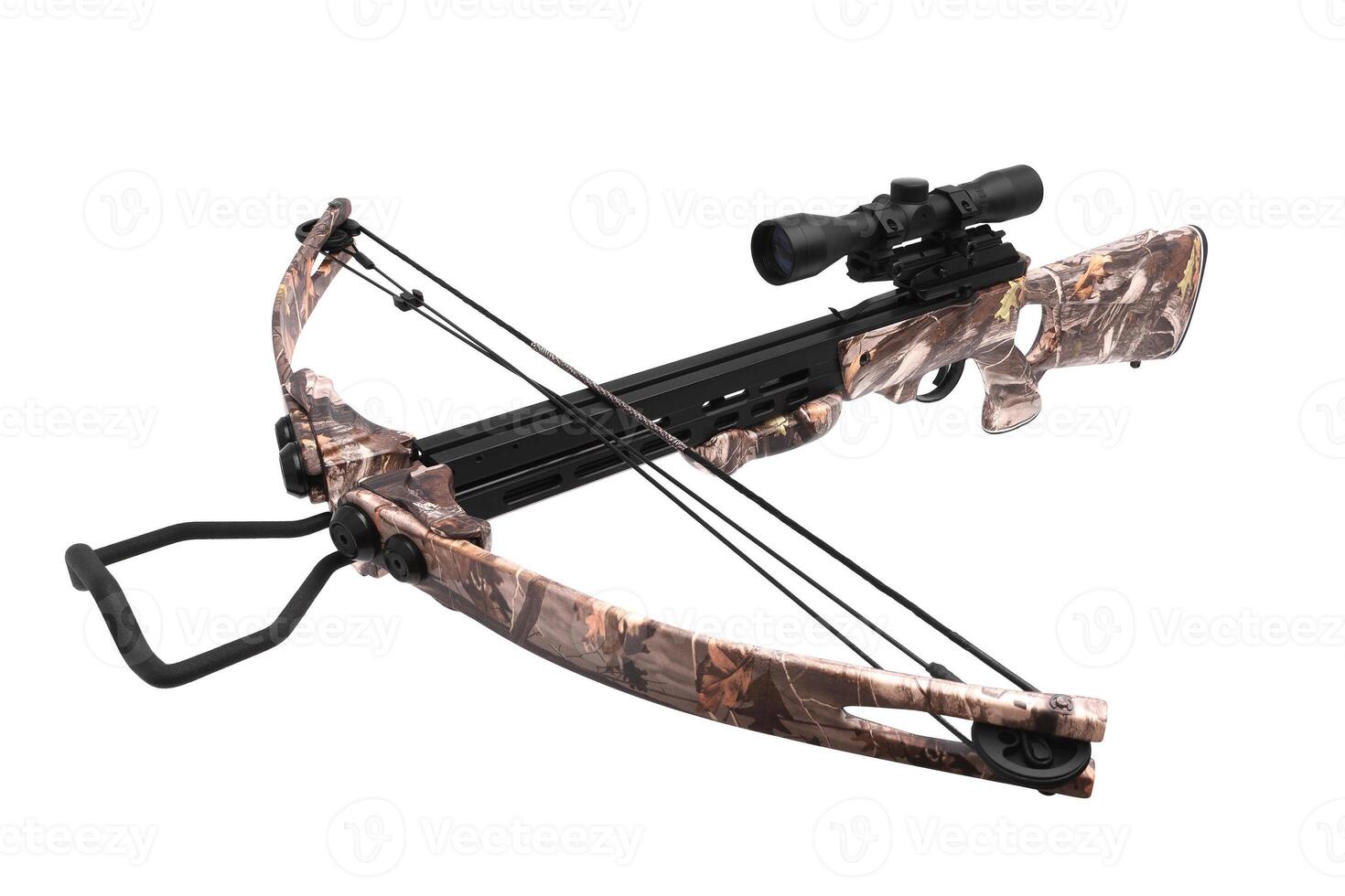 Crossbow with an optical sight isolated on white photo