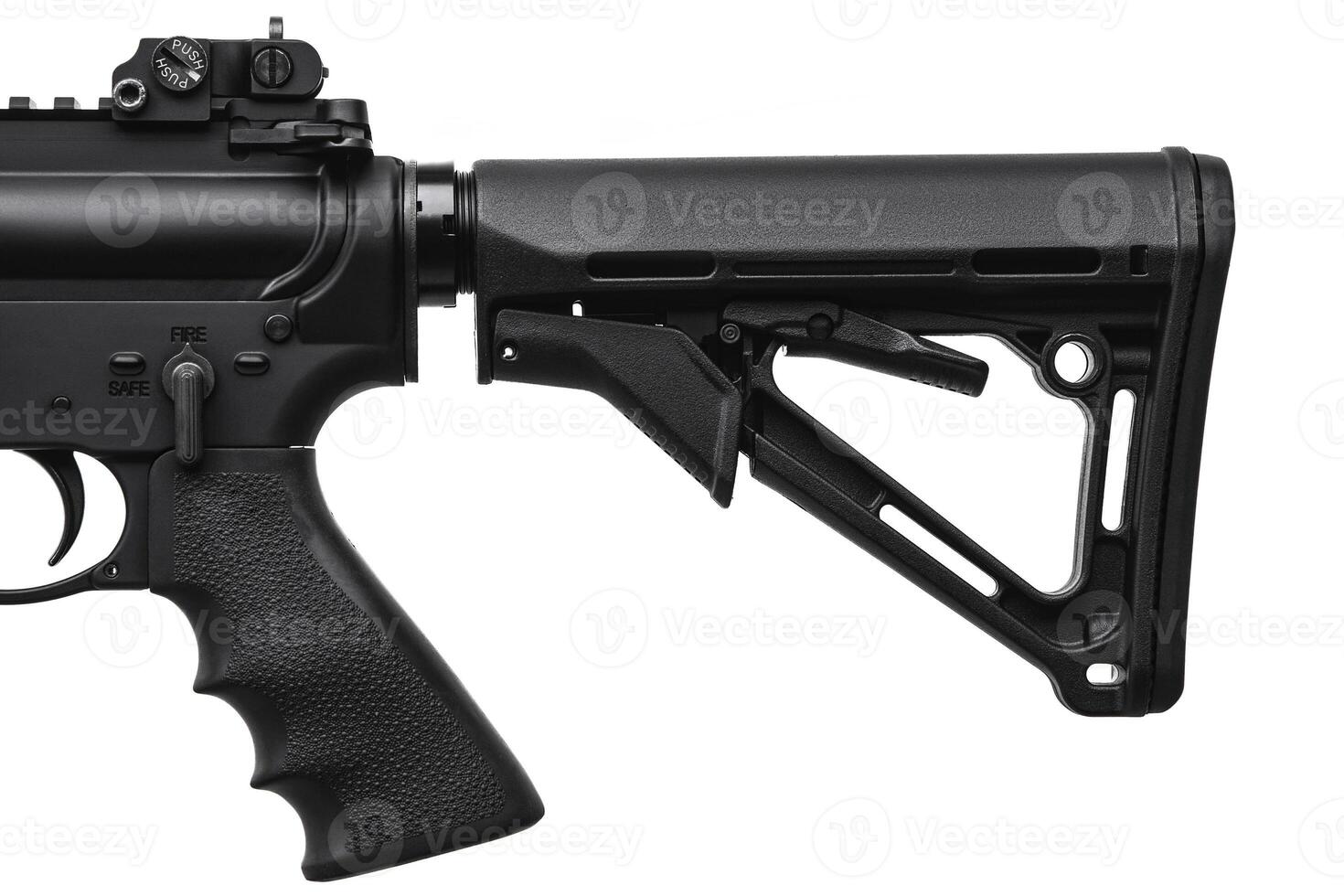 Modern automatic rifle isolated on white photo