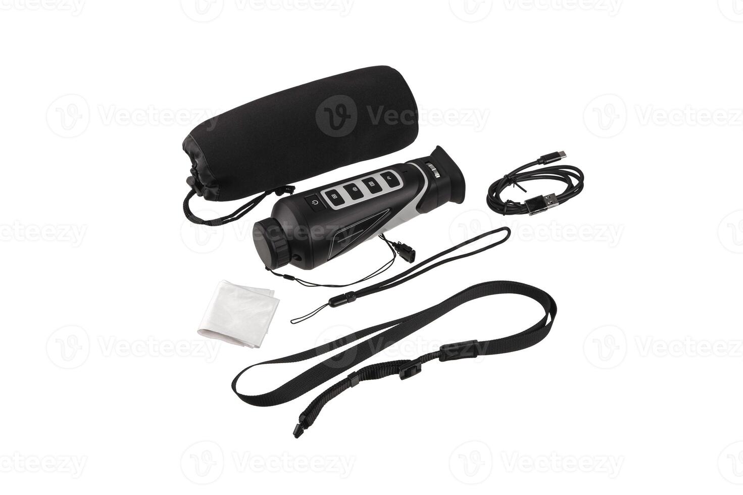 Modern monocular thermal imager isolate on a white background. A device for fixing thermal radiation. photo