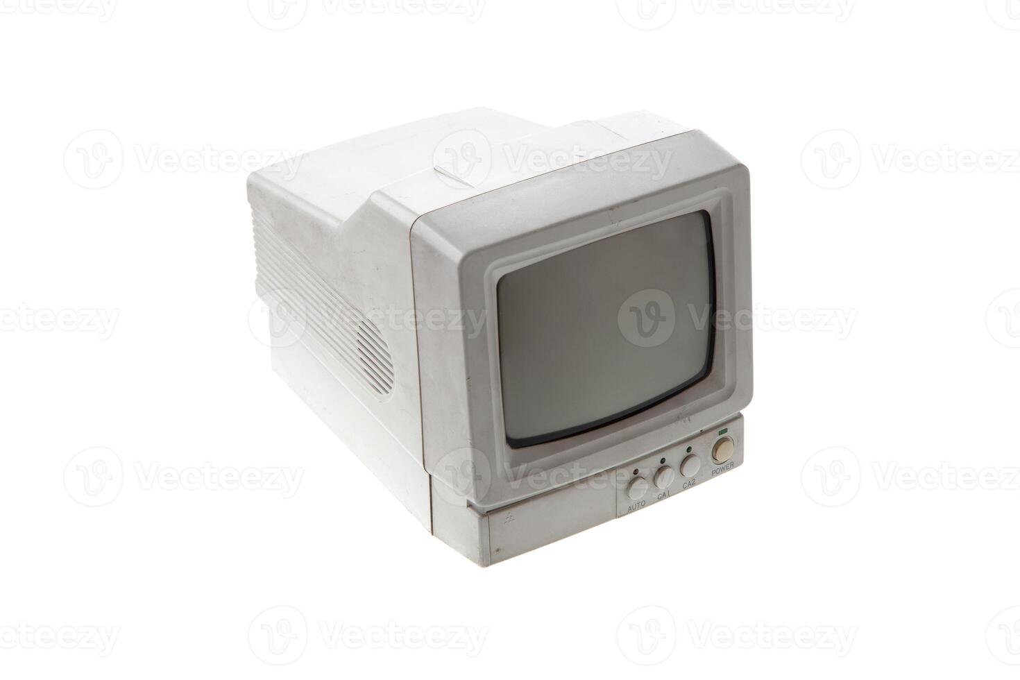 Small old CRT monitor. Vintage electronics. Isolate on a white back. photo
