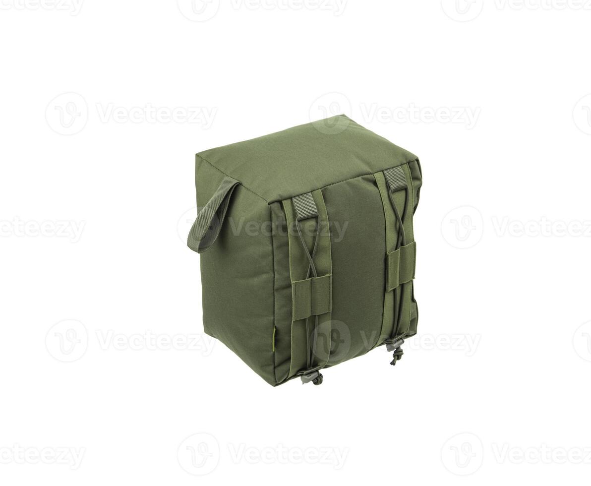 Sand bag for rifle support and comfortable shooting. Accessory for shooting ranges and shooting ranges. Shooting device. Isolate on a white back photo