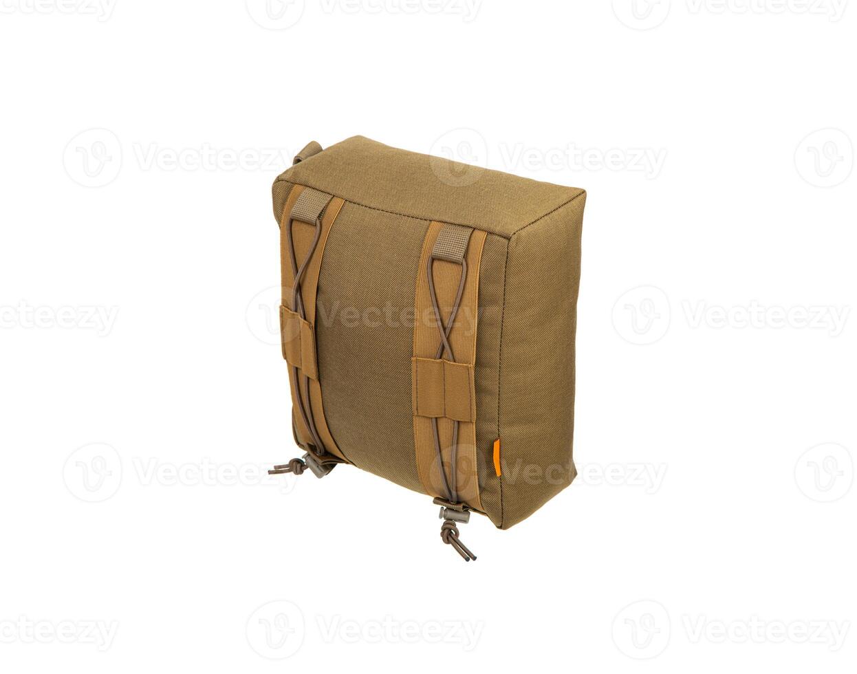 Sand bag for rifle support and comfortable shooting. Accessory for shooting ranges and shooting ranges. Shooting device. Isolate on a white back photo