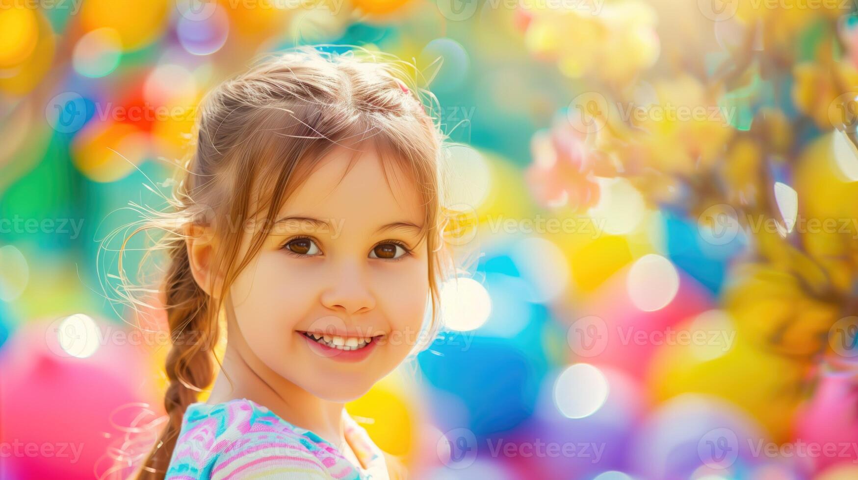 Little Girl Standing in Front of Balloons photo