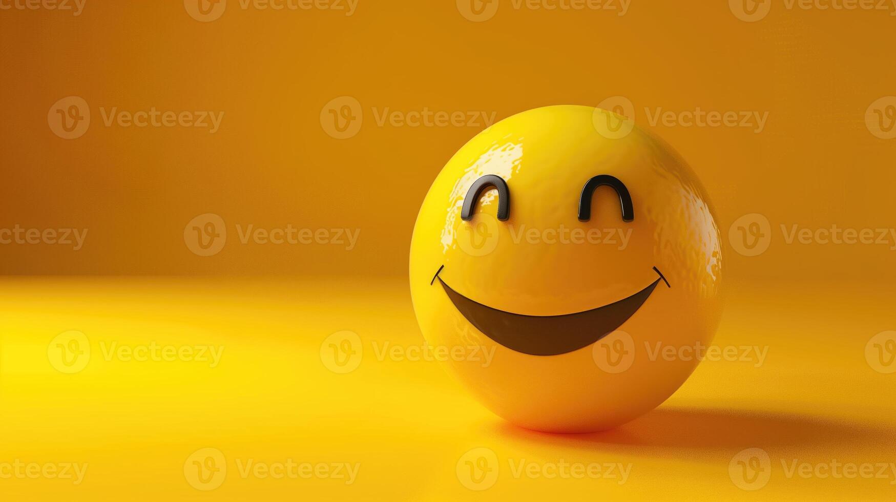 Smiley Emoji Face on Yellow Studio Background photo