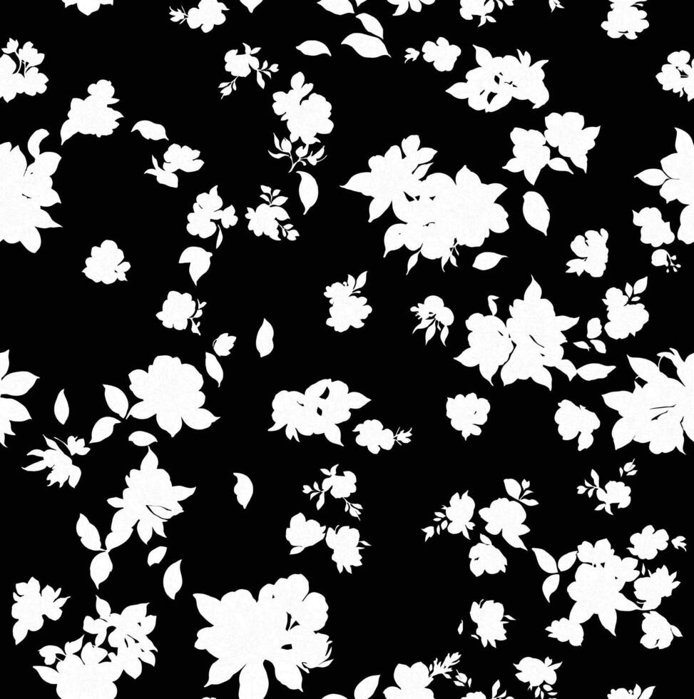 black and white small flower boho pattern illustration vector