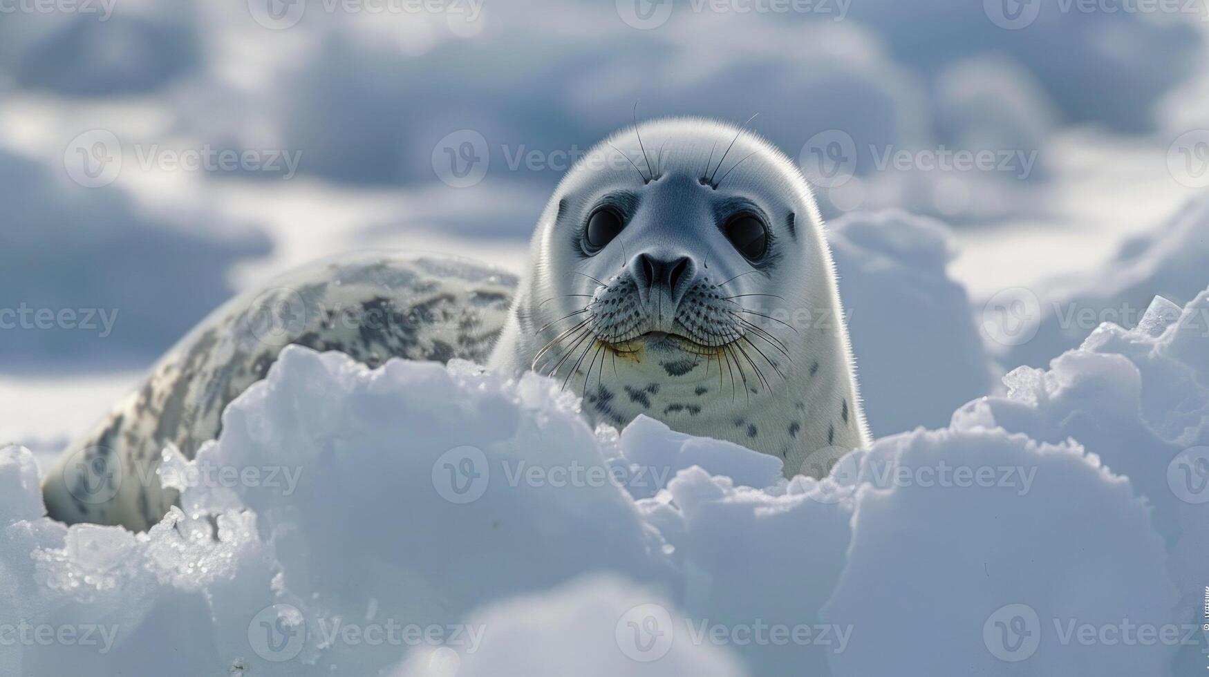 Seal in Snow Looking at Camera photo